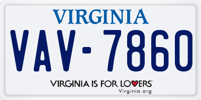 VA license plate VAV7860