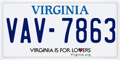 VA license plate VAV7863