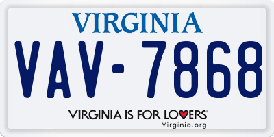 VA license plate VAV7868