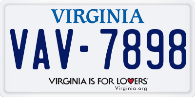 VA license plate VAV7898