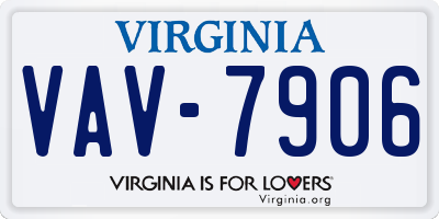 VA license plate VAV7906
