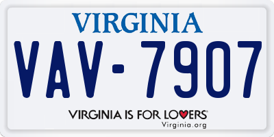 VA license plate VAV7907