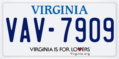 VA license plate VAV7909
