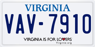 VA license plate VAV7910