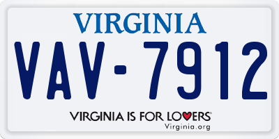 VA license plate VAV7912