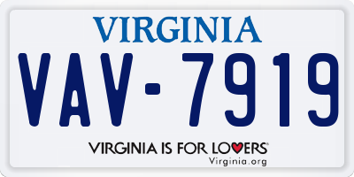 VA license plate VAV7919