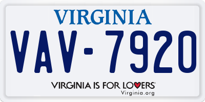 VA license plate VAV7920