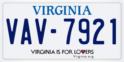 VA license plate VAV7921