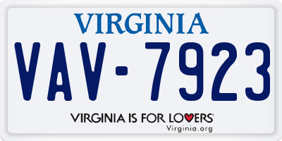 VA license plate VAV7923