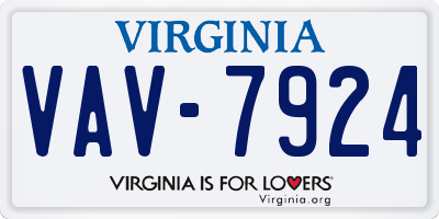 VA license plate VAV7924