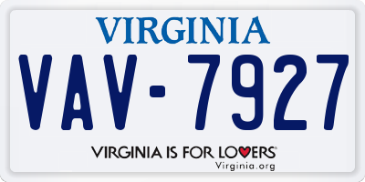 VA license plate VAV7927