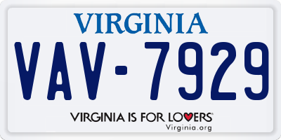 VA license plate VAV7929