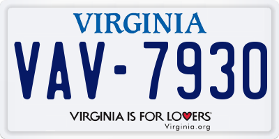 VA license plate VAV7930