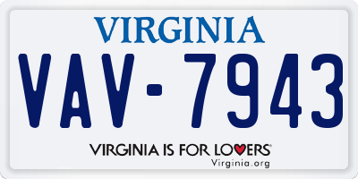 VA license plate VAV7943