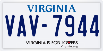 VA license plate VAV7944