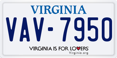 VA license plate VAV7950