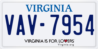 VA license plate VAV7954