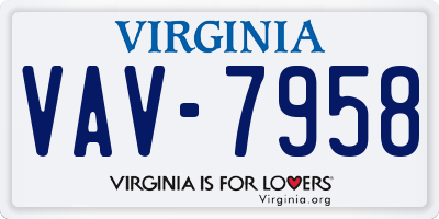 VA license plate VAV7958