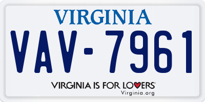 VA license plate VAV7961