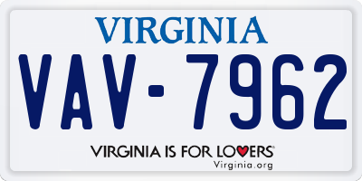 VA license plate VAV7962