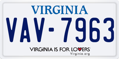 VA license plate VAV7963