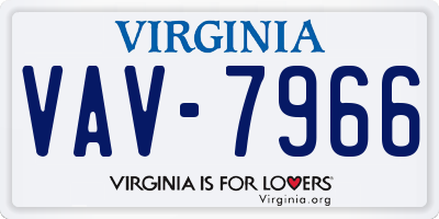 VA license plate VAV7966