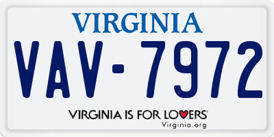 VA license plate VAV7972