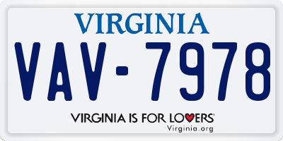 VA license plate VAV7978