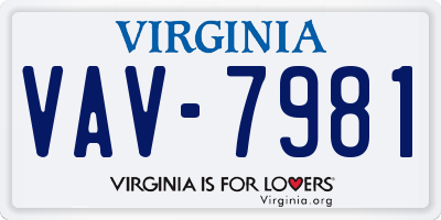 VA license plate VAV7981