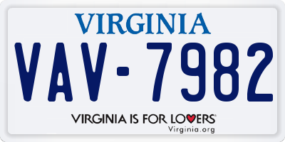 VA license plate VAV7982