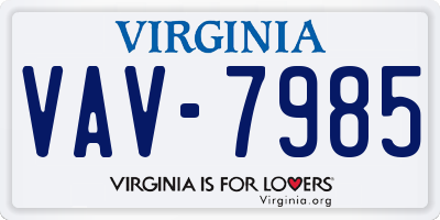 VA license plate VAV7985
