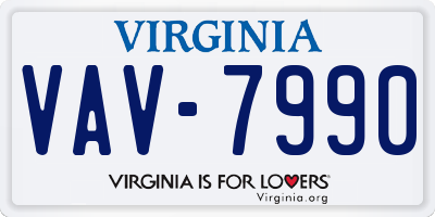 VA license plate VAV7990