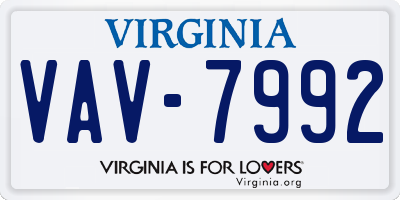 VA license plate VAV7992
