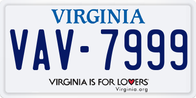 VA license plate VAV7999