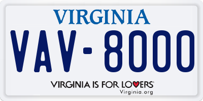 VA license plate VAV8000