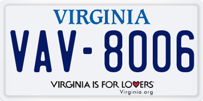 VA license plate VAV8006