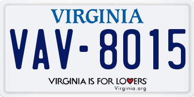 VA license plate VAV8015