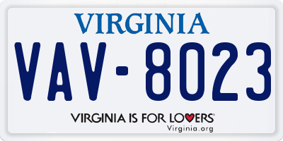 VA license plate VAV8023
