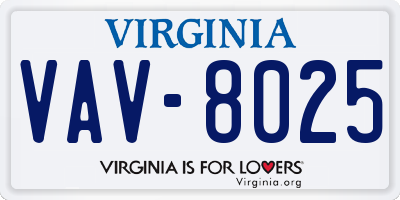 VA license plate VAV8025