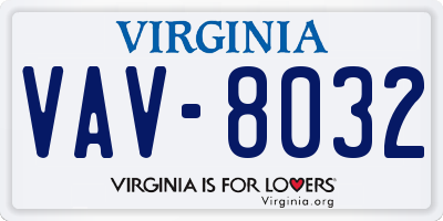 VA license plate VAV8032