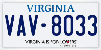 VA license plate VAV8033