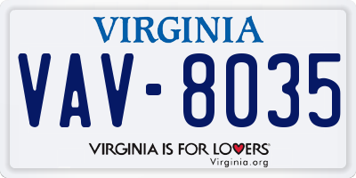 VA license plate VAV8035