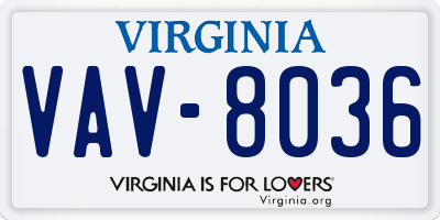 VA license plate VAV8036