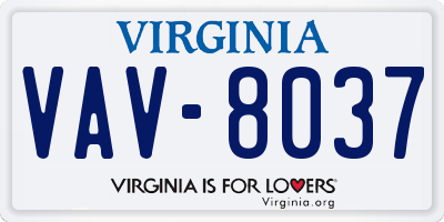 VA license plate VAV8037