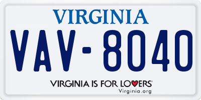 VA license plate VAV8040