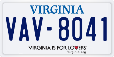 VA license plate VAV8041