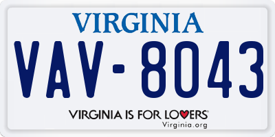 VA license plate VAV8043
