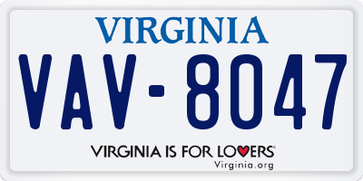 VA license plate VAV8047