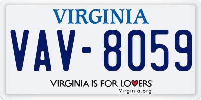 VA license plate VAV8059