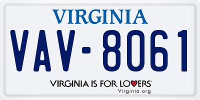 VA license plate VAV8061
